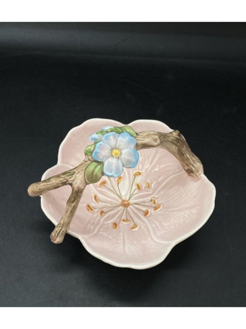 Sylvac Basket Pink Flowers Trinket Pin Dish Woodlands Vintage Ceramic